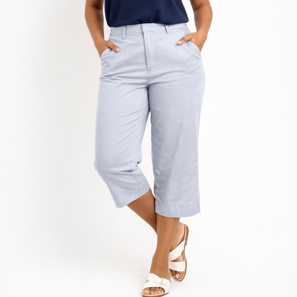 Sonoma Cropped Pants Capri Stretch Twill Mid Rise Light Blue Size 12